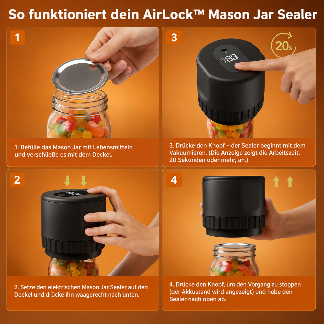 Velaroza AirLock™ Mason Jar Vakuumierer