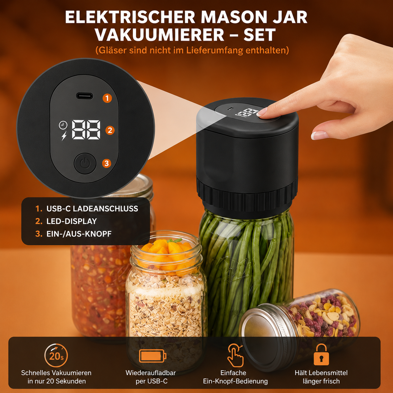 Velaroza AirLock™ Mason Jar Vakuumierer