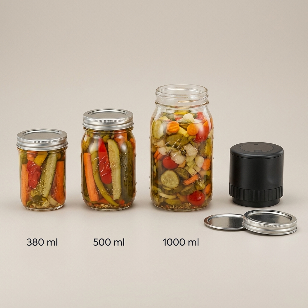 Passende Glasgroessen 380 ml, 500 ml und 1000 ml